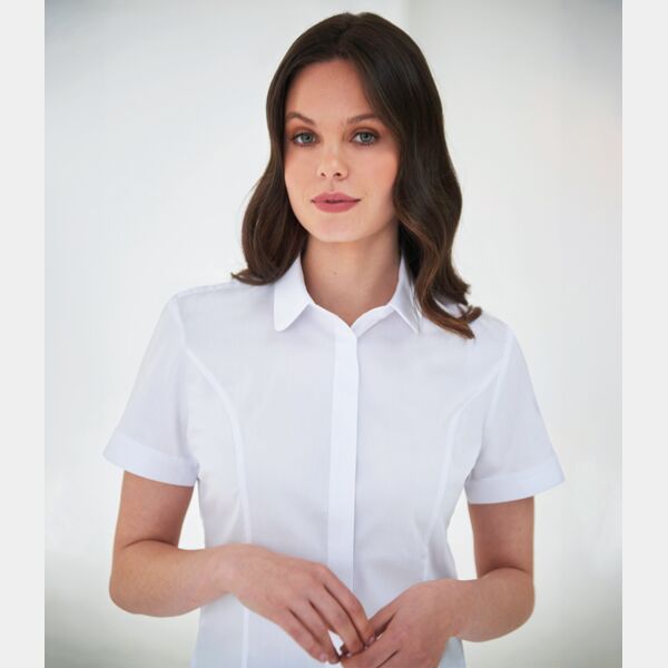 Brook Taverner Ladies Soave Short Sleeve Poplin Shirt Thumbnail