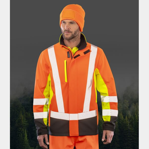 Result Recycled Three Layer Printable 3-Tone Safety Soft Shell Jacket Thumbnail