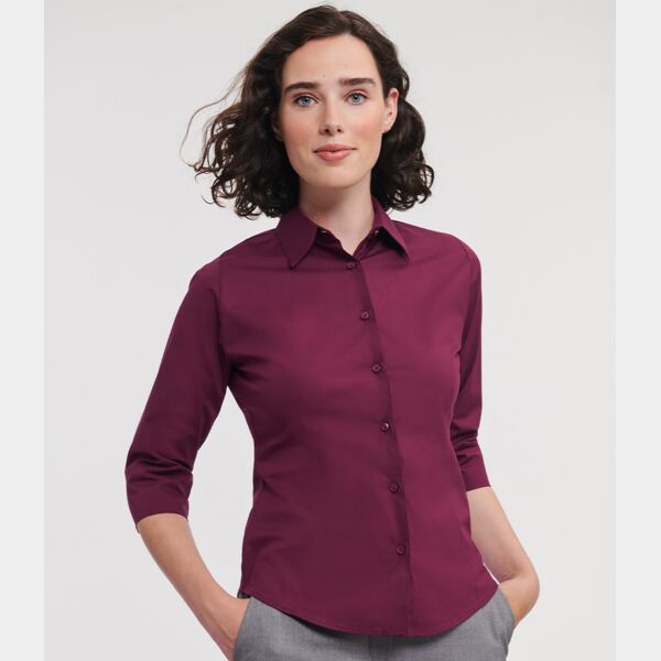 Russell Collection Ladies 3/4 Sleeve Easy Care Fitted Shirt Thumbnail