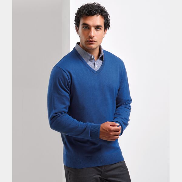 Premier Knitted Cotton Acrylic V Neck Sweater Thumbnail