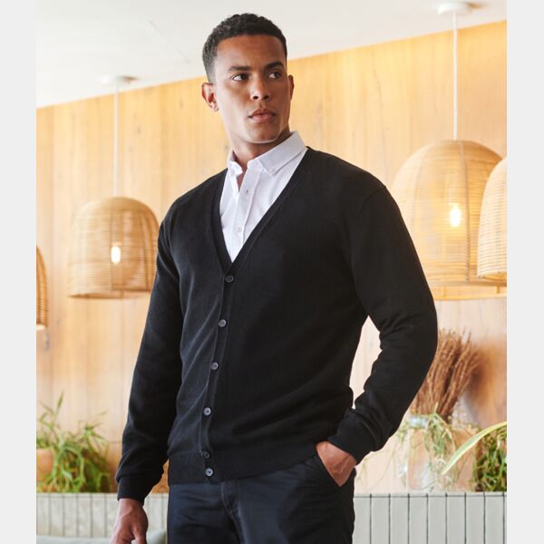 Henbury Lightweight Cotton Acrylic V Neck Cardigan Thumbnail