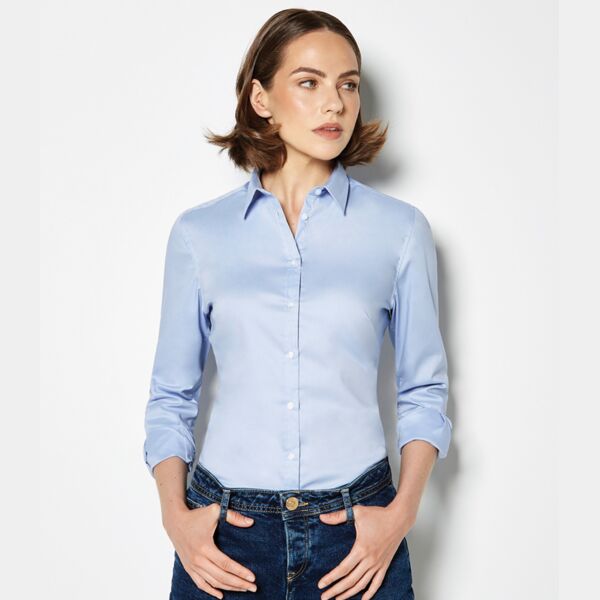 Kustom Kit Ladies Long Sleeve Tailored Stretch Oxford Shirt Thumbnail