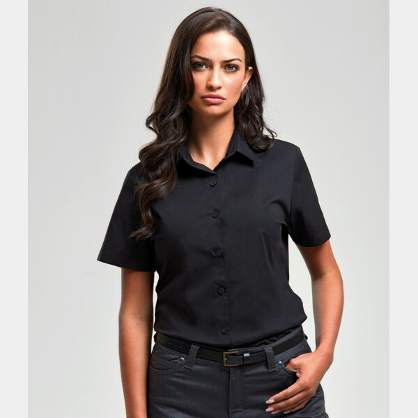 Premier Ladies Short Sleeve Stretch Fit Poplin Shirt Thumbnail