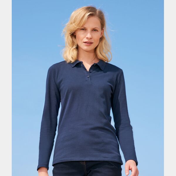 SOL'S Ladies Perfect Long Sleeve Piqué Polo Shirt Thumbnail