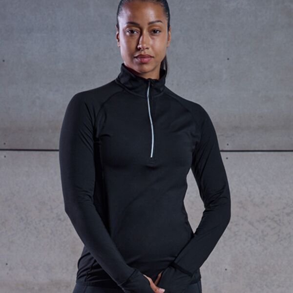 Tombo Ladies Long Sleeve Zip Neck Performance Top Thumbnail